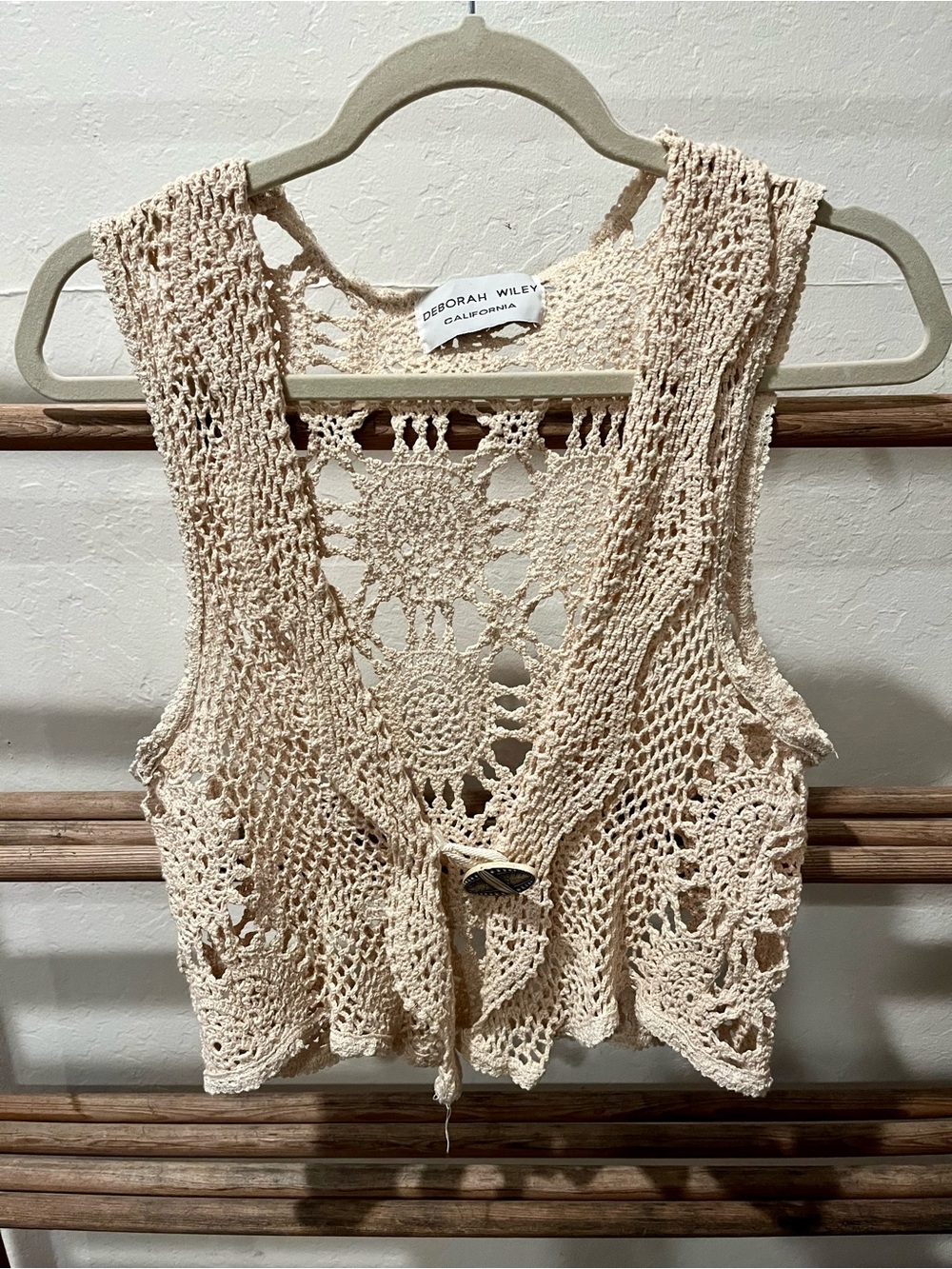 Vintage Cream Crochet Knit Vest